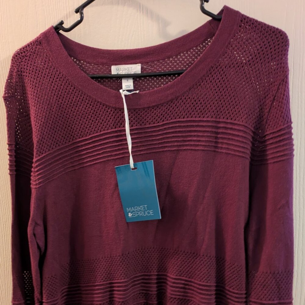 Market & Spruce Rowan Textured Crew Neck Sweater Women’s Medium Purple NWT
